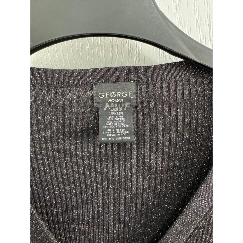 George‎ Woman Black Metallic Ribbed Button-Front Cardigan – Size 2X (22W/24W) - Picture 5 of 8